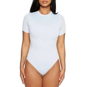 Naked Wardrobe The NW Crew T Short Sleeve Bodysuit in Periwinkle NWT Size Large